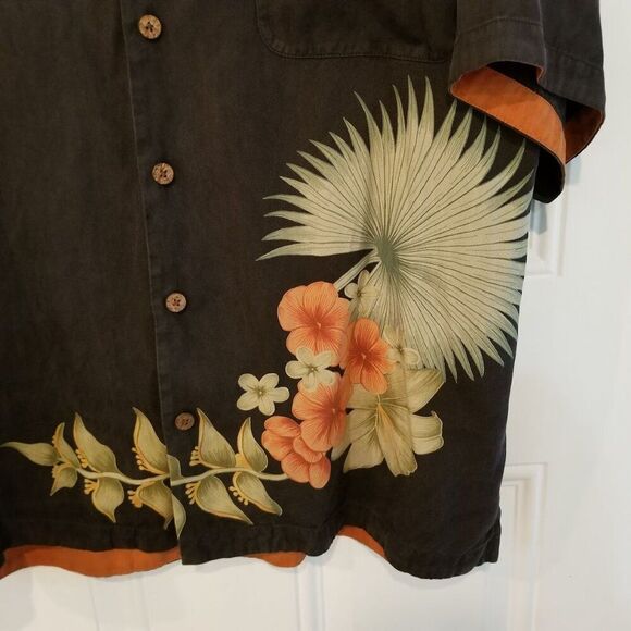 Tommy Bahama Silk Hawaiian Black Camp Shirt Button Up Size Large - Picture 2 of 12